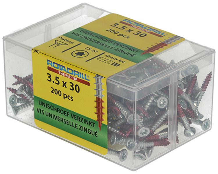 Rotadrill 1039989 - universeelschroef vktx vz 3.5x30mm (200) | 4 stuks
