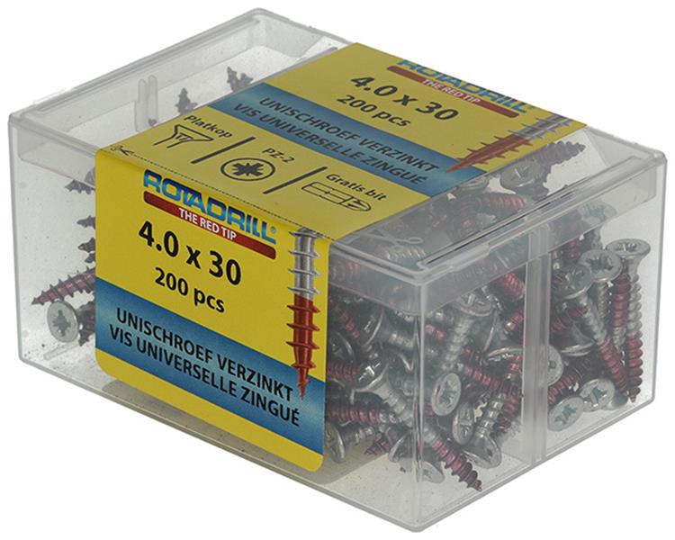Rotadrill 1039973 - universeelschroef vkpzd vz 4.0x30mm (200) | 4 stuks