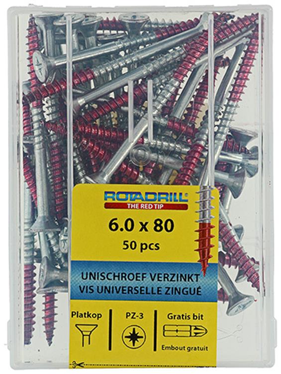 Rotadrill 1039986 - universeelschroef vkpzd vz 6.0x80mm (50) | 4 stuks