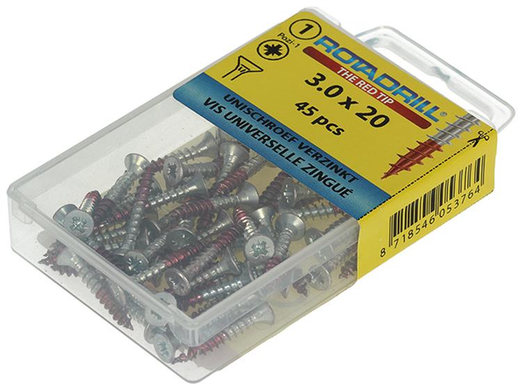 Rotadrill 1039769 - universeelschroef vk pzd vz 3.0x20mm (45) | 6 stuks