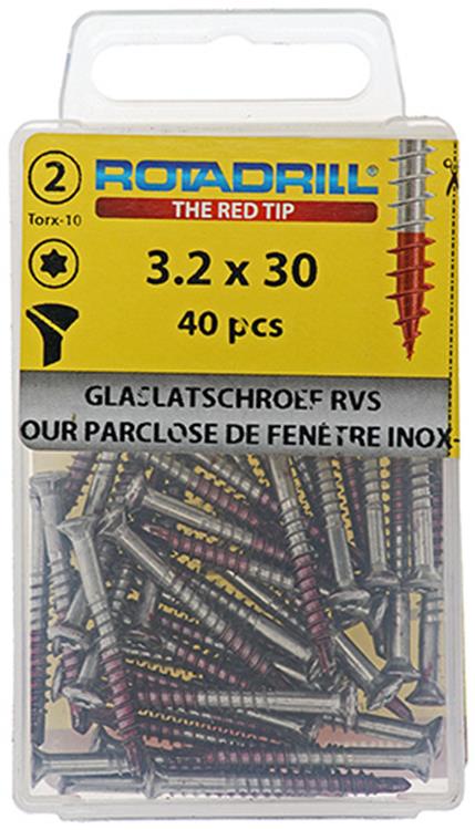 Rotadrill 1039915 - glaslatschroef lk torx rvs-410 3.2x30mm (40) | 6 stuks