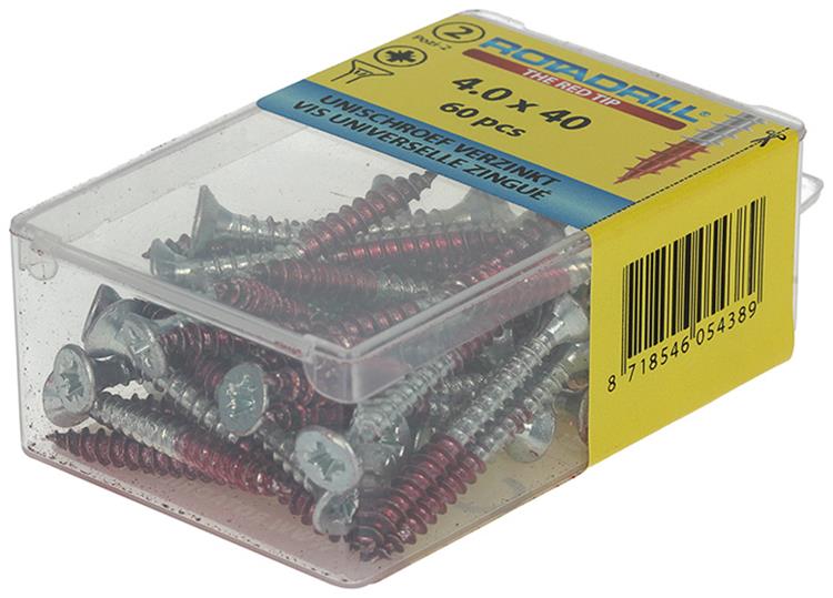 Rotadrill 1039801 - universeelschroef vk pzd vz 4.0x40mm (60) | 6 stuks
