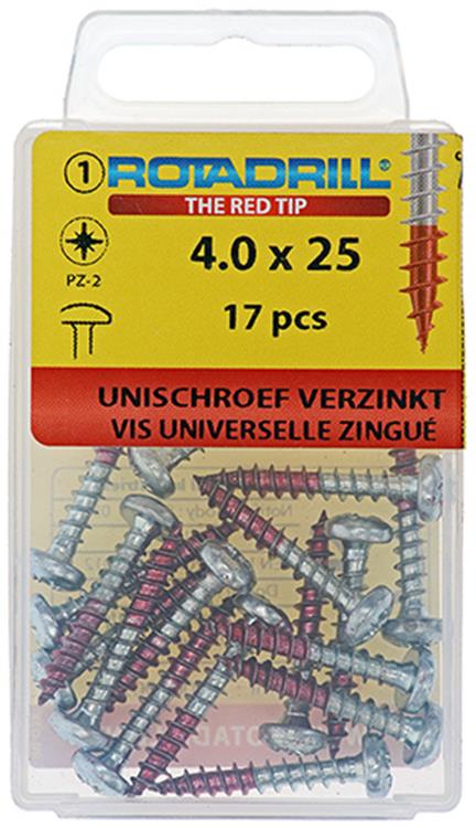 Rotadrill 1039844 - universeelschroef ck pzd vz 4.0x25mm (17) | 6 stuks