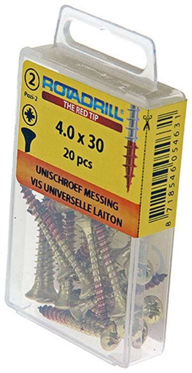 Rotadrill 1039884 - universeelschroef messing lk pzd 4,0x30mm (20) | 6 stuks
