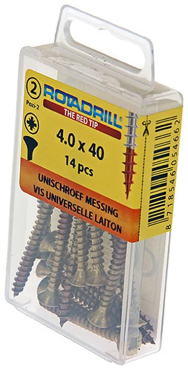 Rotadrill 1039885 - universeelschroef messing lk pzd 4,0x40mm (14) | 6 stuks