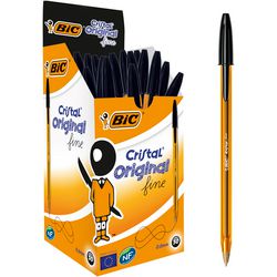 Bic balpen cristal fijn 0,3-0,5mm zwart luchtdoorlatende dop