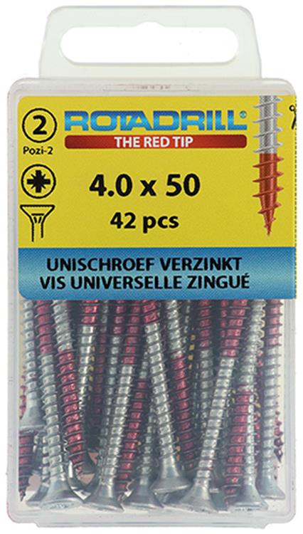 Rotadrill 1039802 - universeelschroef vk pzd vz 4.0x50mm (42) | 6 stuks
