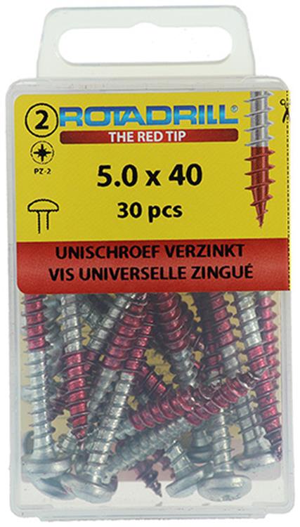 Rotadrill 1039835 - universeelschroef ck pzd vz 5.0x40mm (30) | 6 stuks