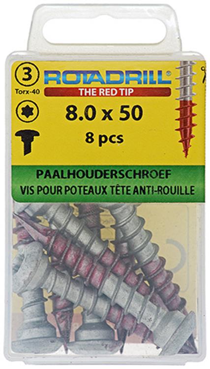 Rotadrill 1039924 - paalhouderschroef ar-coating tx 8.0x50mm (8) | 6 stuks
