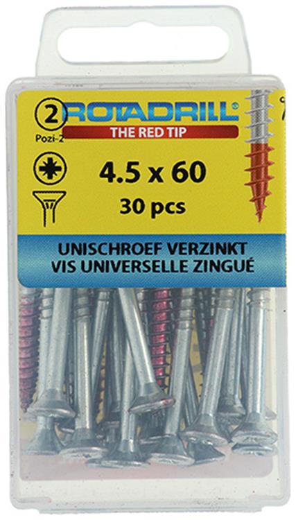 Rotadrill 1039805 - universeelschroef vk pzd vz 4.5x60mm (30) | 6 stuks
