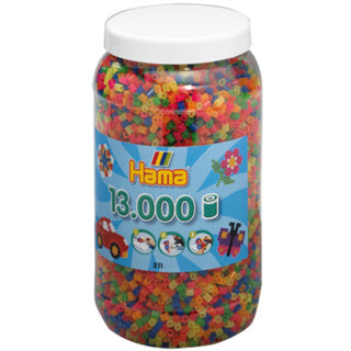 Hama strijkkralen ton met 13000 stuks neon
