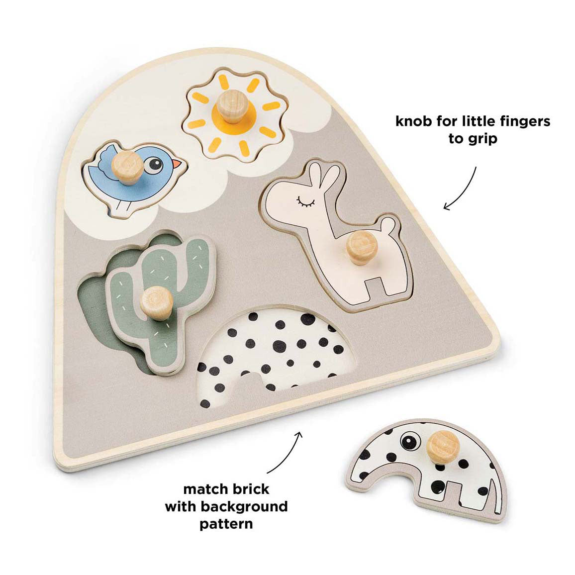 Done by hert houten noppenpuzzel lalee beige, 5st.