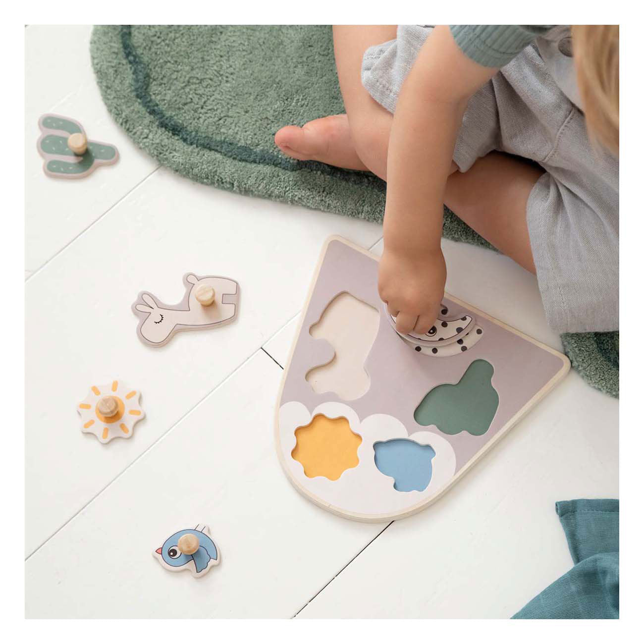 Done by hert houten noppenpuzzel lalee beige, 5st.