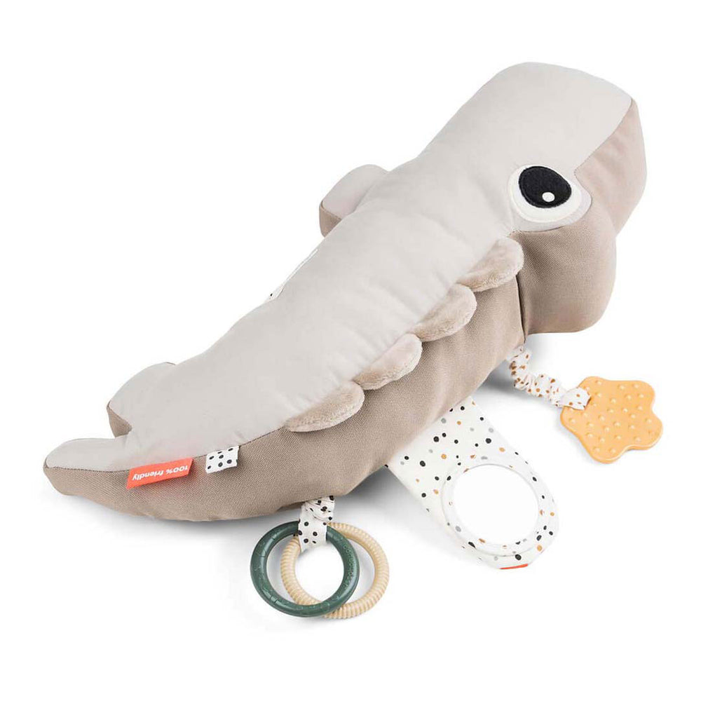 Gedaan door herten buiktijd speeltje croco beige