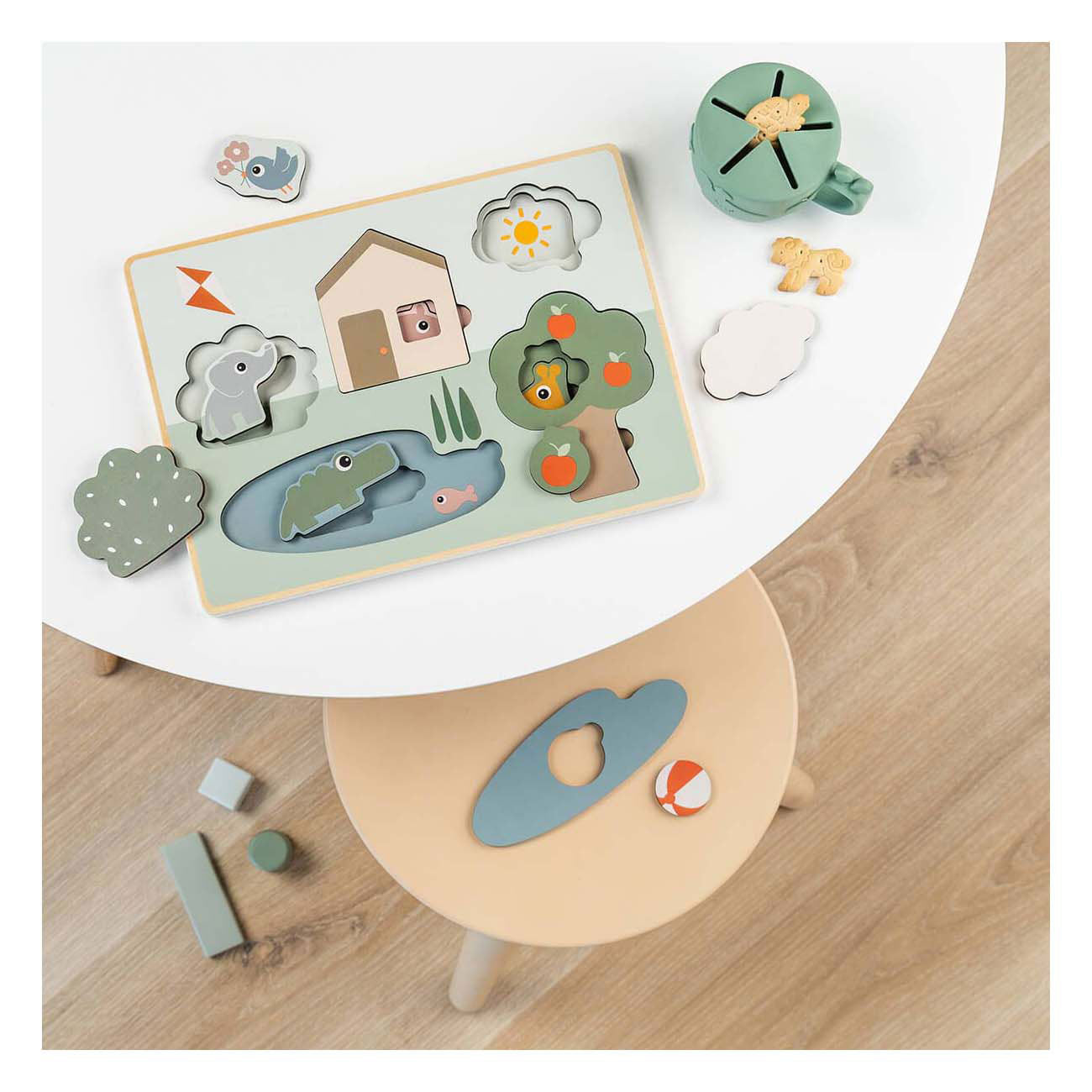 Gedaan door herten houten bovenpuzzel, 10st.