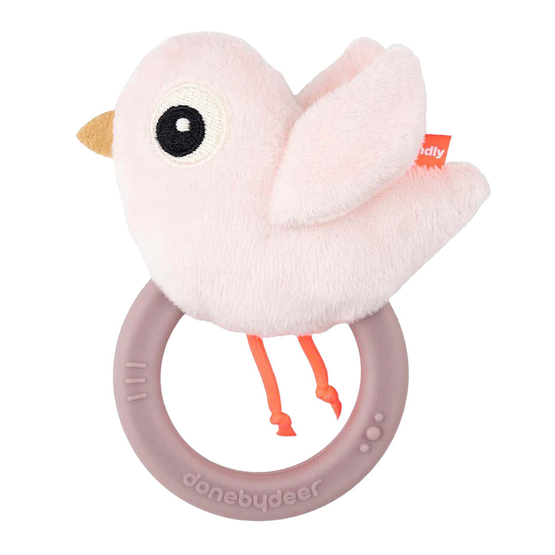 Gedaan door hert rammelaar met koord birdee roze