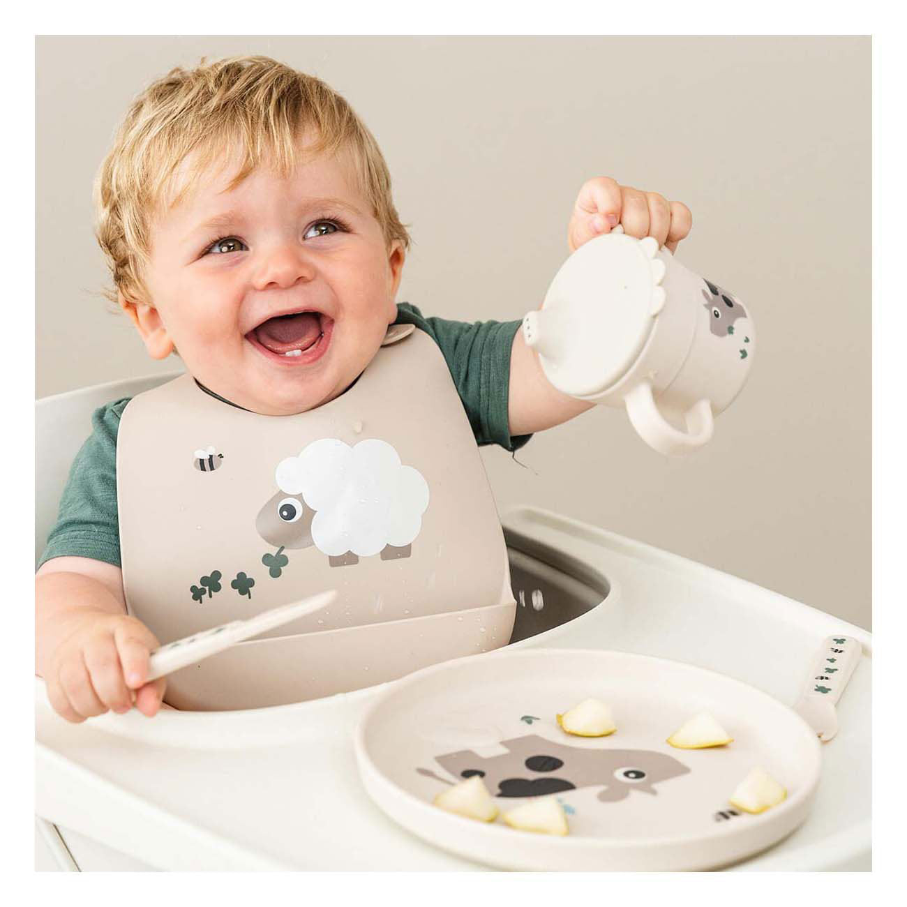 Done by herten kinderbord kleine boerderij beige