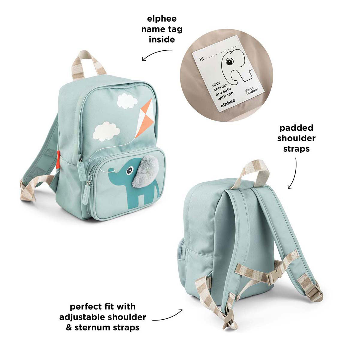 Done by hert kinderrugzak elphee blauw 4 l