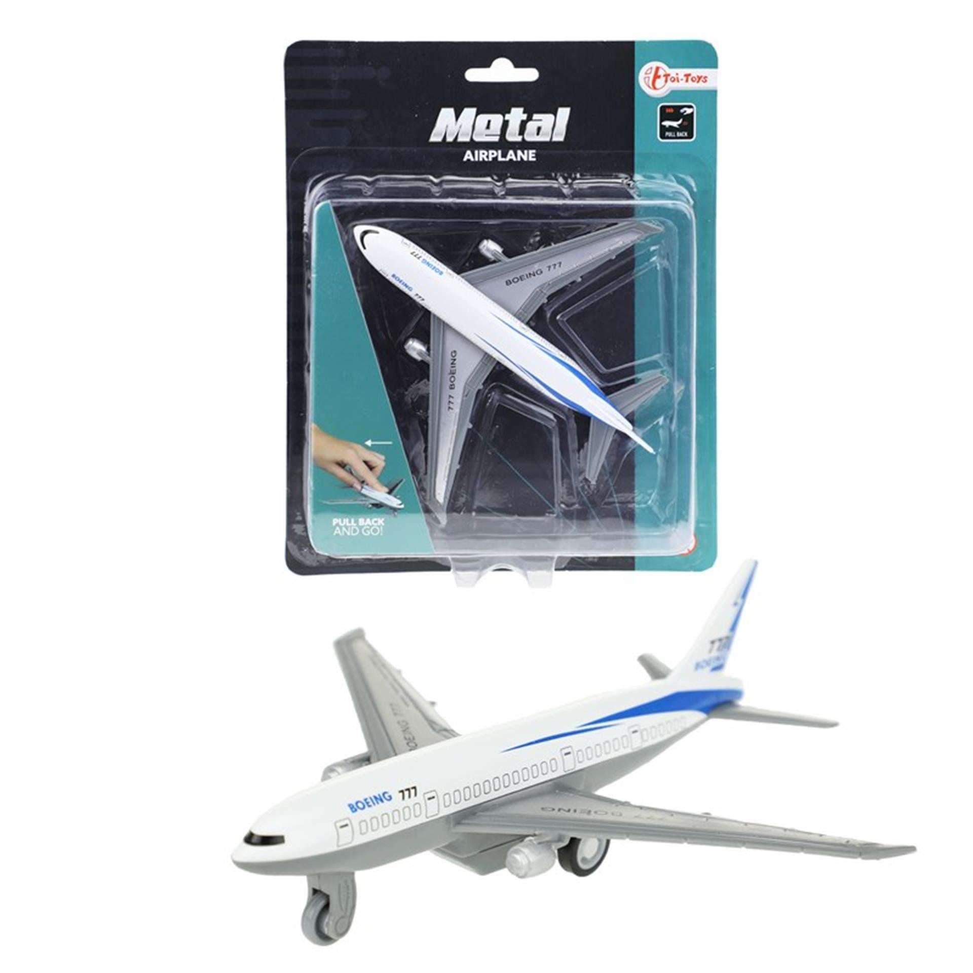 Toi-toys toi toys pull back vliegtuig metaal 14cm