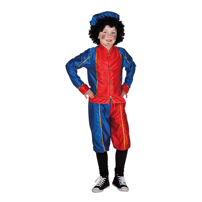 Boland kostuum piet rood blauw, 4-6 jaar