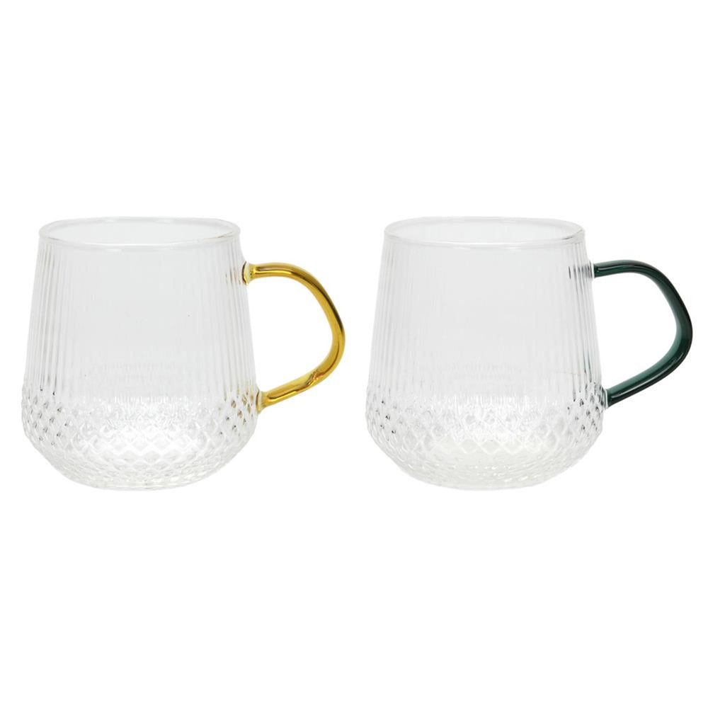 Svenska living drinkglas met gekleurd oor amber petrol zwart ø7,5x9,5cm 400ml