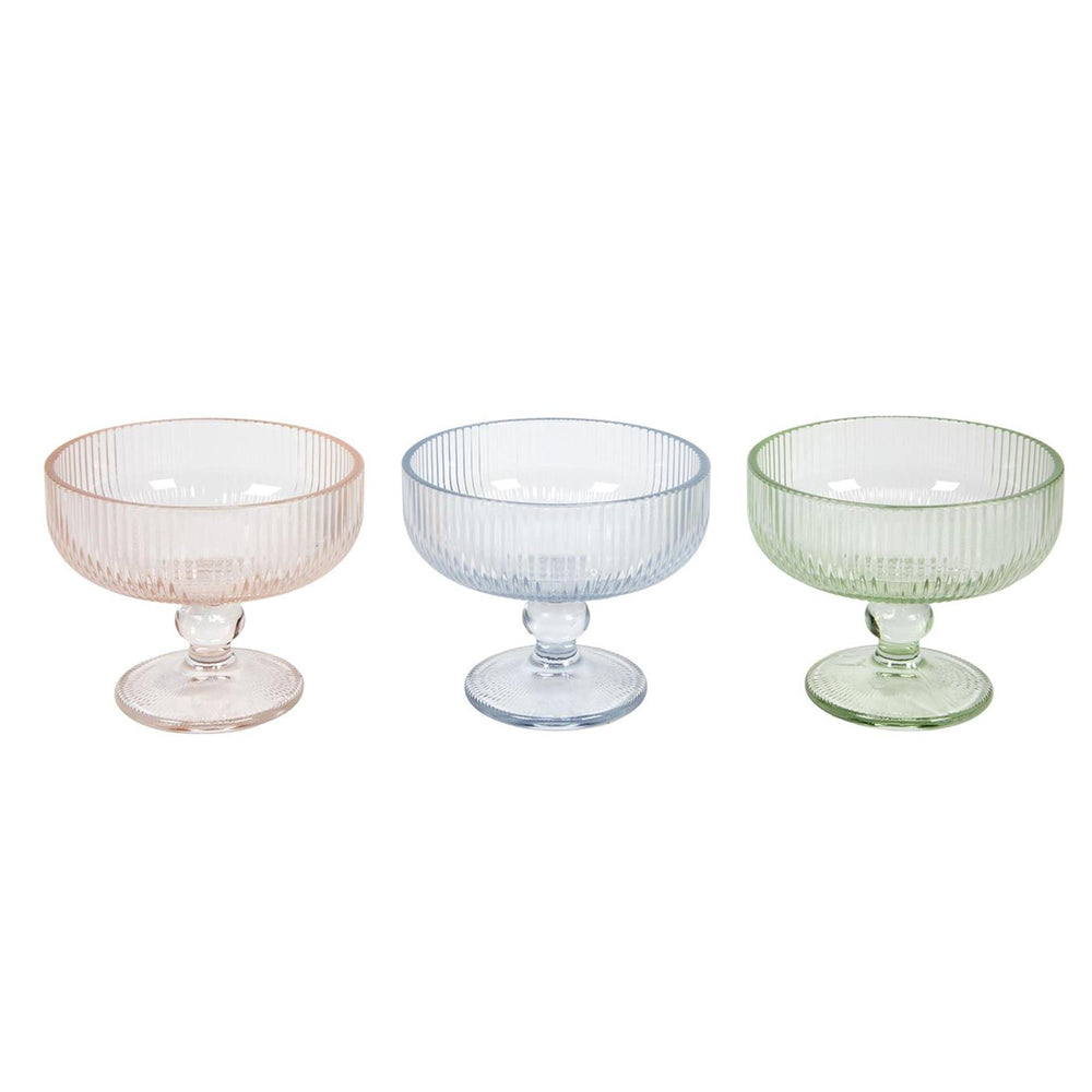 Glas op voet lines 170ml ã˜11,7x10cm roze blauw groen