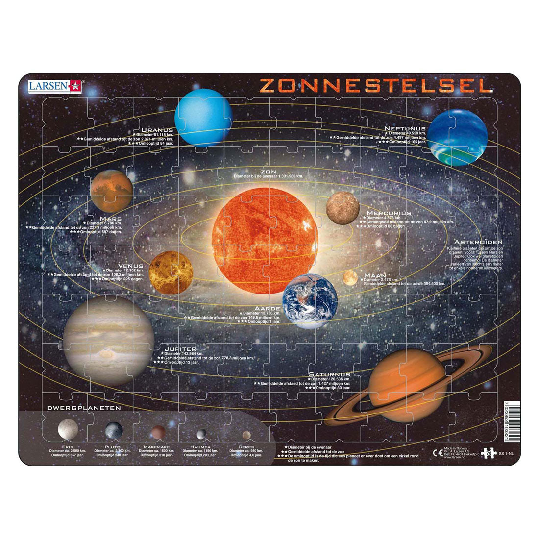 Selecta larsen legpuzzel het zonnestelsel, 70st.