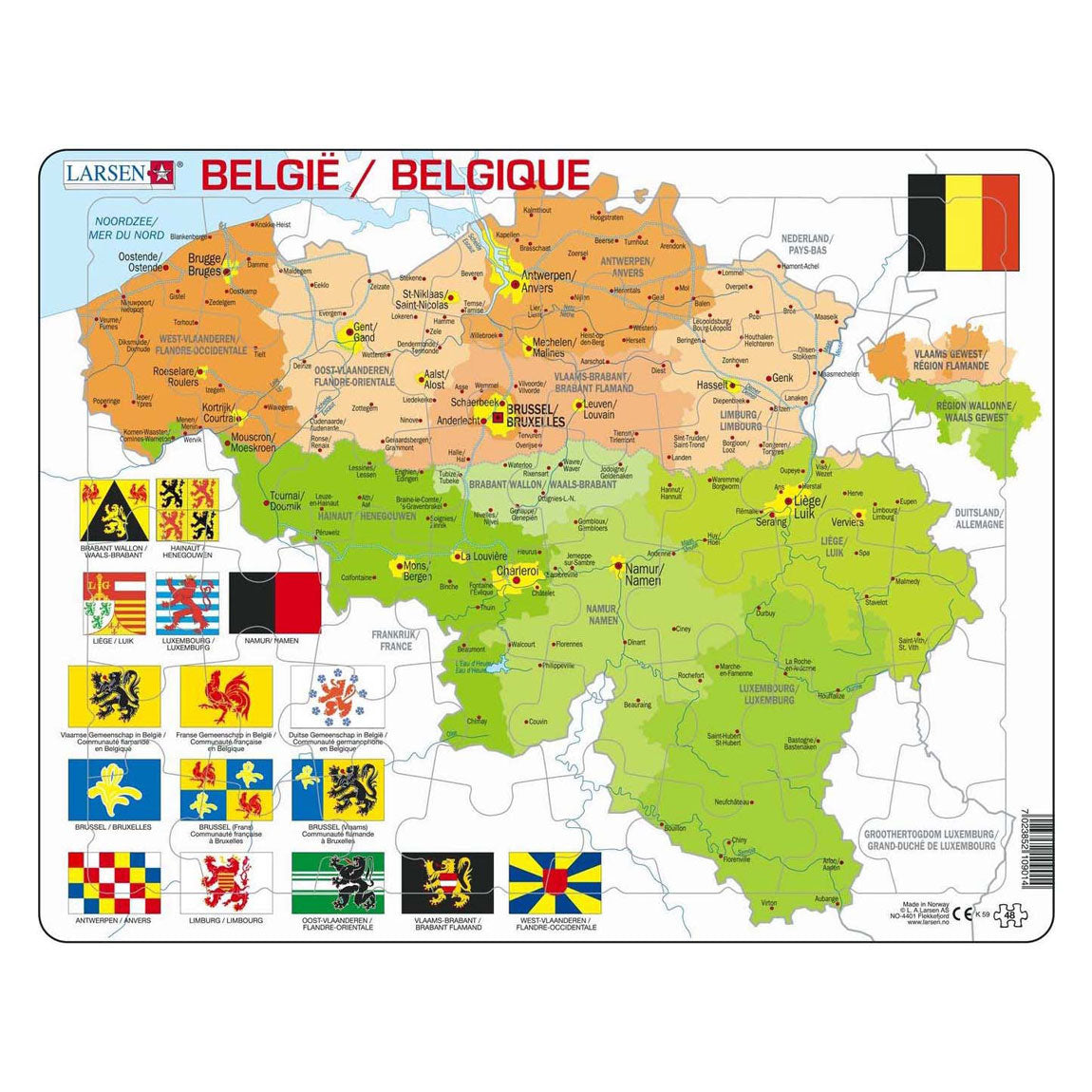 Selecta larsen legpuzzel kaart belgie, 48st.