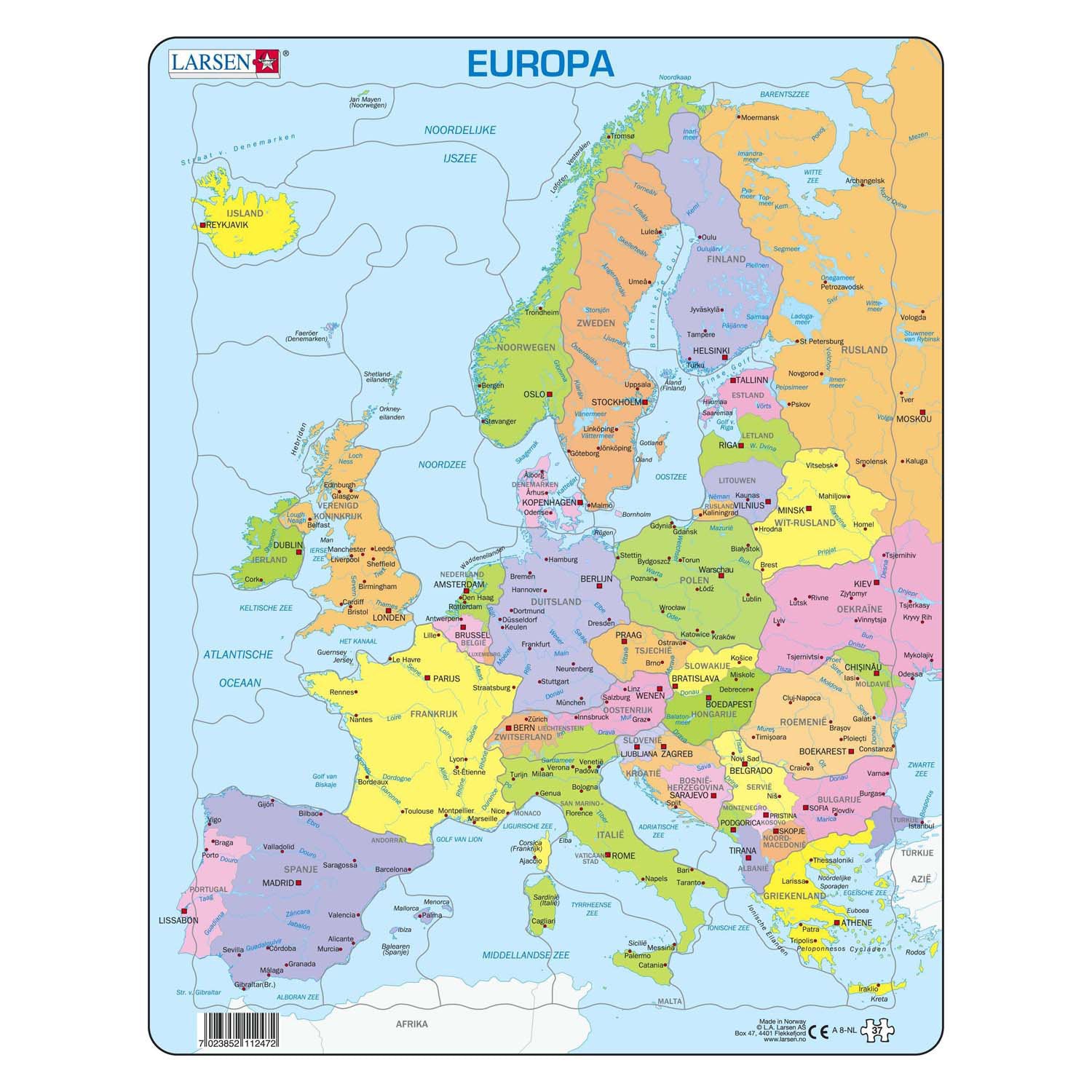 Larsen legpuzzel kaart europa, 37st.