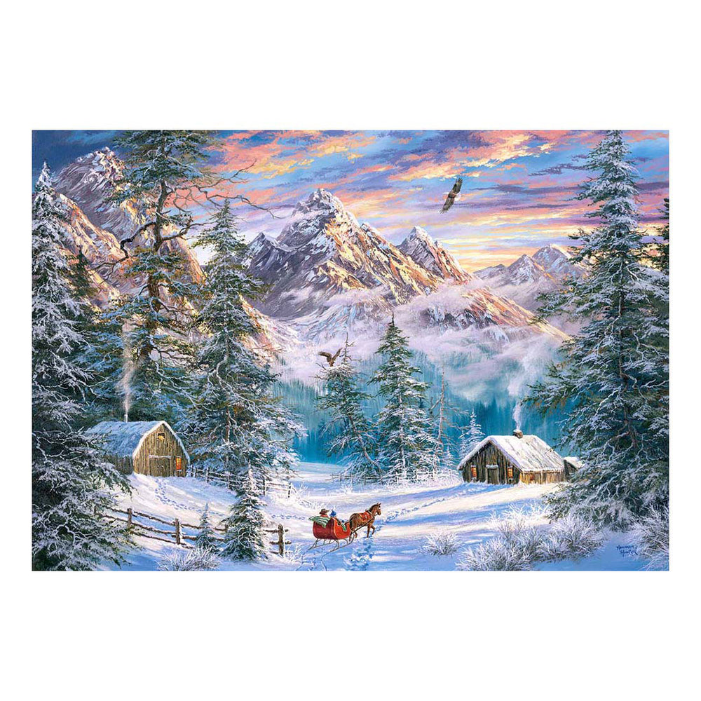 Castorland mountain christmas – puzzel – 1.000 stukjes – satijnen afwerking – perfecte pasvorm – europese kwaliteit