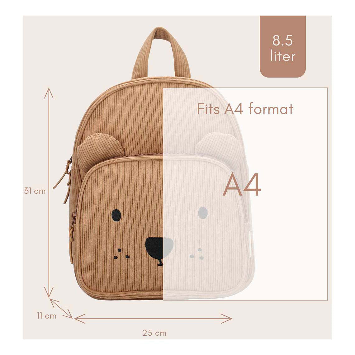 Kidzroom rugzak porto beary excited bruin