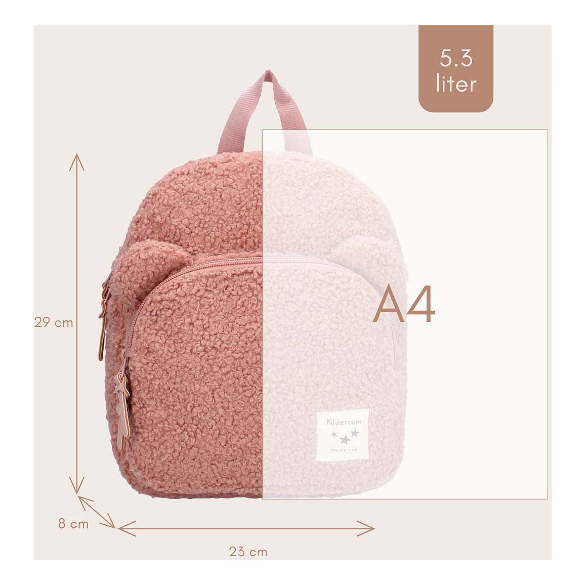 Kidzroom rugzak porto beary excited roze
