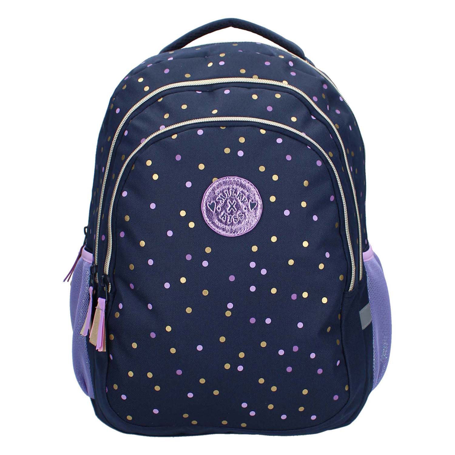 Milky kiss rugzak dotted delight paars gouden stippen, 3-vaks