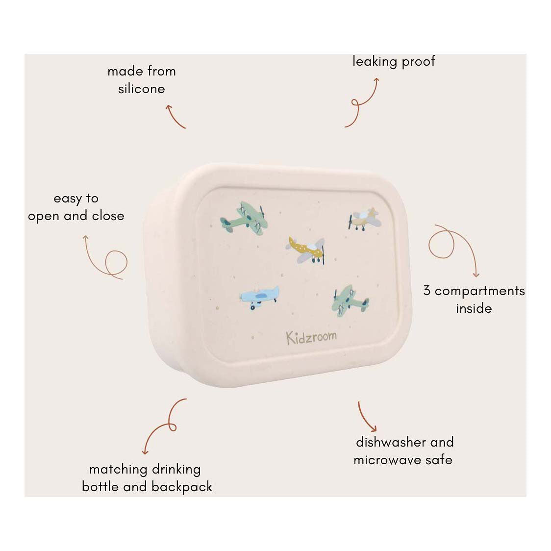 Kidzroom broodtrommel lovely lunch vliegtuigen