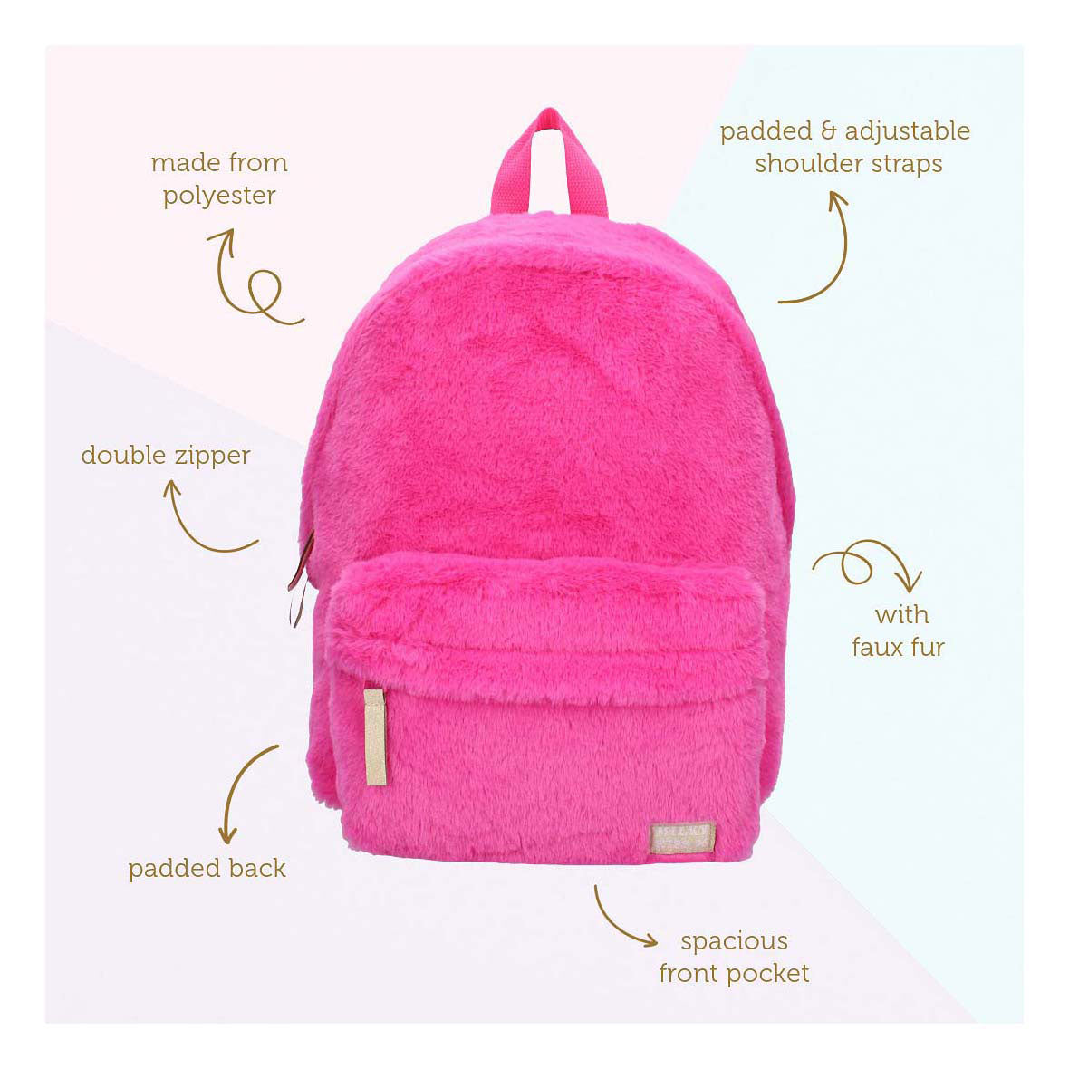 Milky kiss rugzak the wow factor fluffy roze