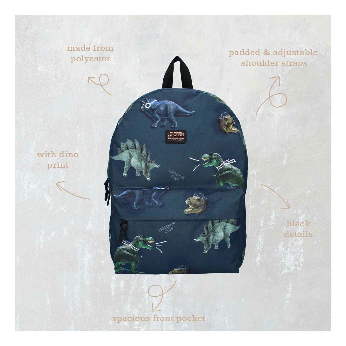 Vadobag skooter rugzak explorer club dino