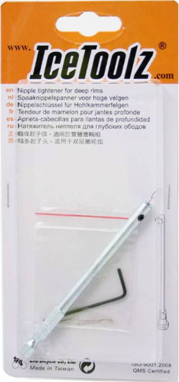 Clé à tétons IceToolz 12S4 pour jante haute (vis à main)