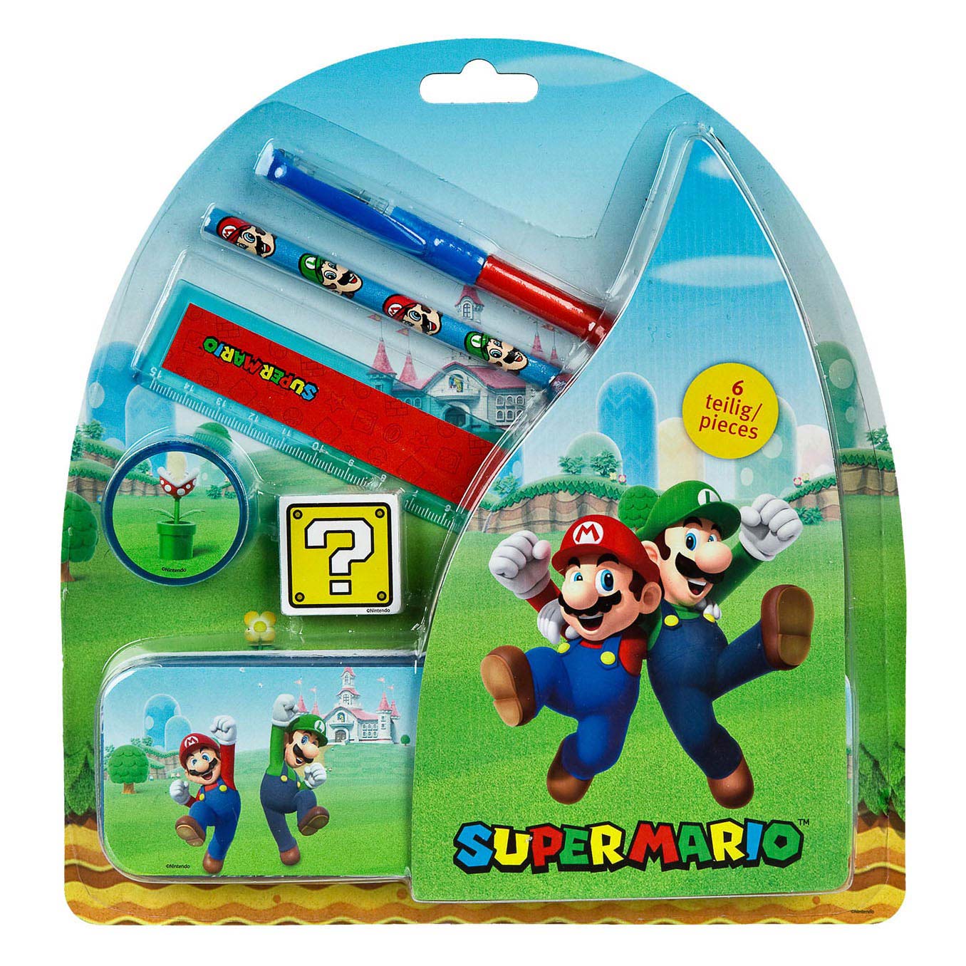 Undercover gmbh super mario schoolset in blik, 7dlg.