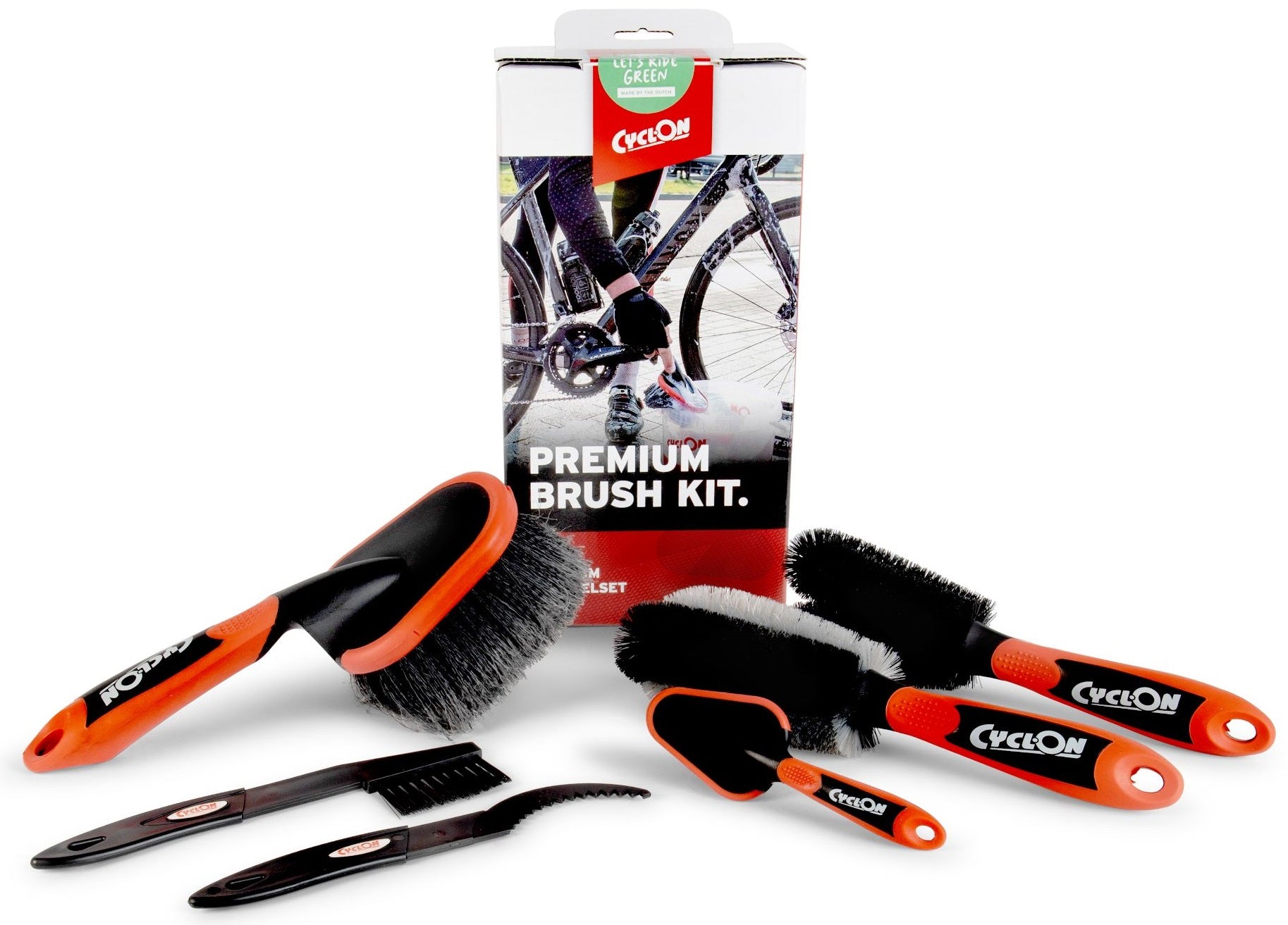 Cyclonborstelset voor fietsreiniging in zak