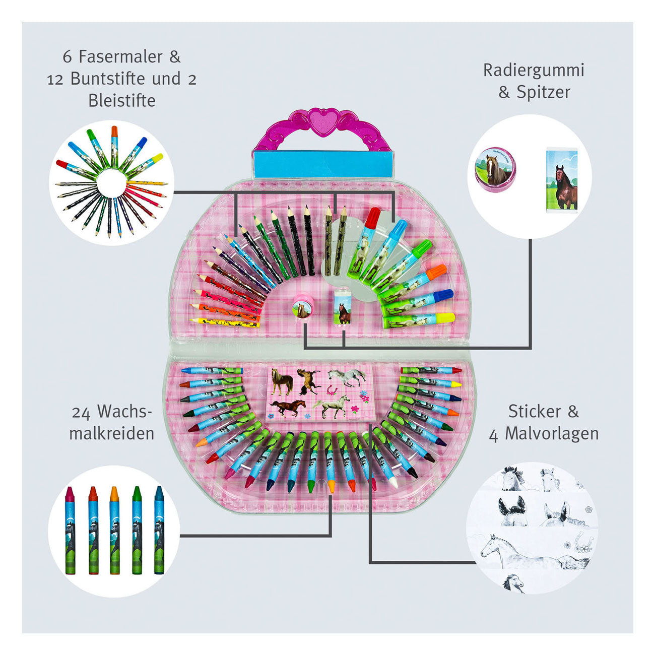Undercover kleurkoffer paarden, 51dlg.