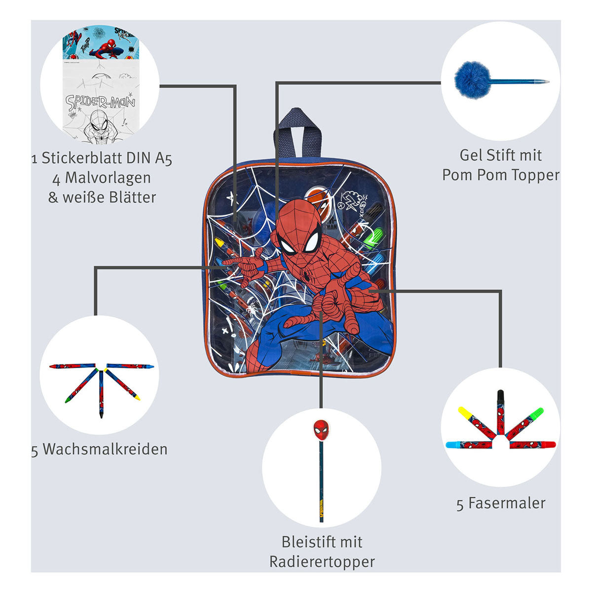 Undercover kleurenset spiderman in rugzak