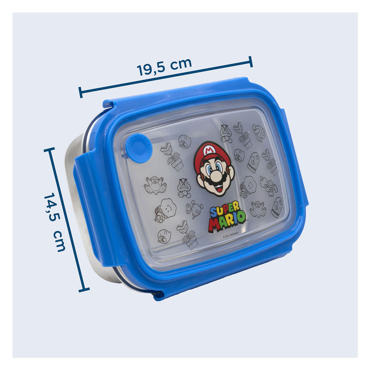 Stor super mario broodtrommel - voor school en onderweg - rood