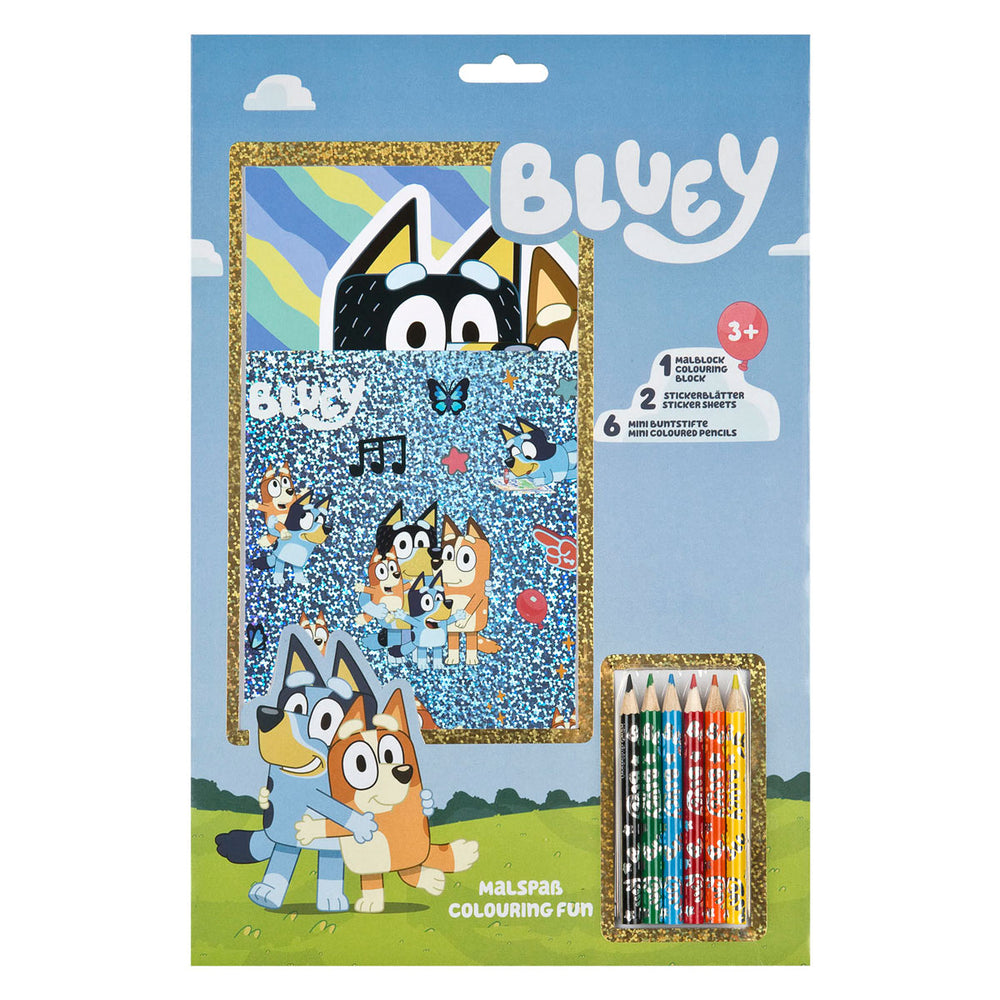Undercover bluey kleurset kleurblok met potloden en stickers voor kinderen.