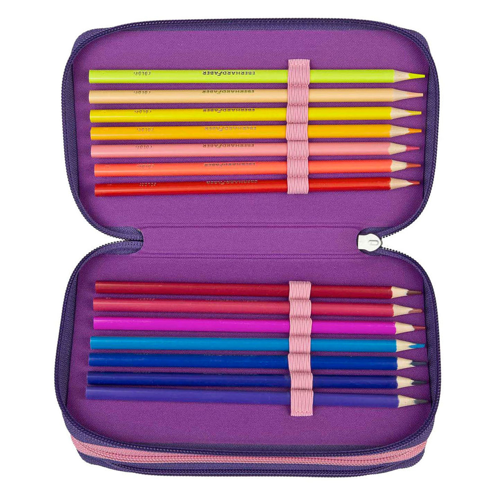 Undercover etui unicorn academy paars - 3 vakken gevuld schoolset.