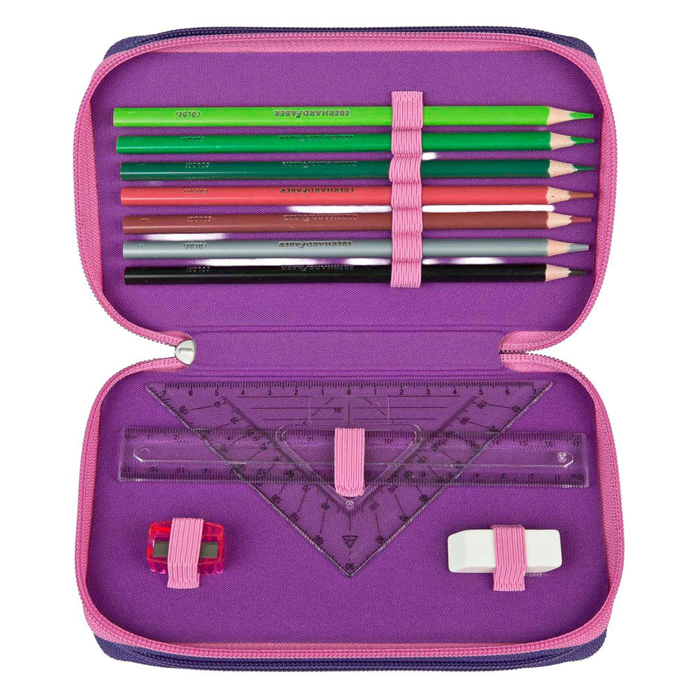 Undercover etui unicorn academy paars - 3 vakken gevuld schoolset.