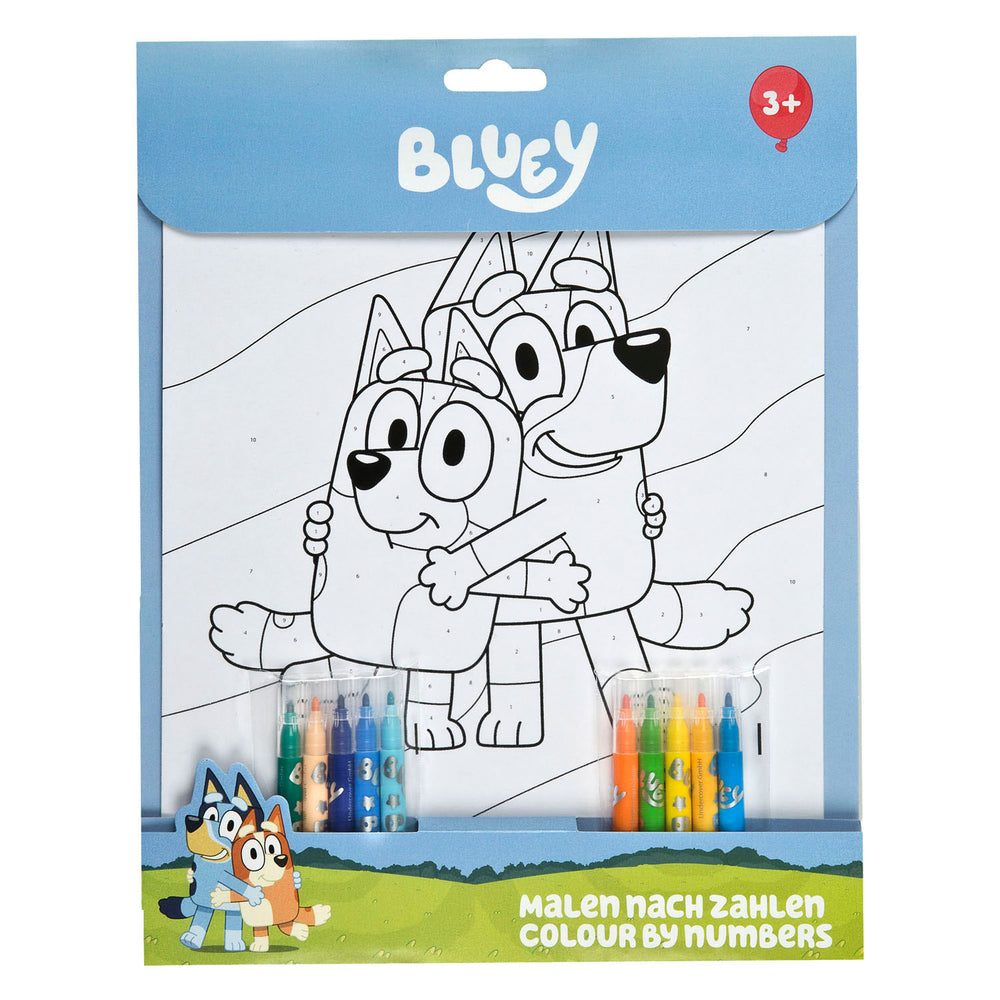 Undercover kleuren op nummer set bluey