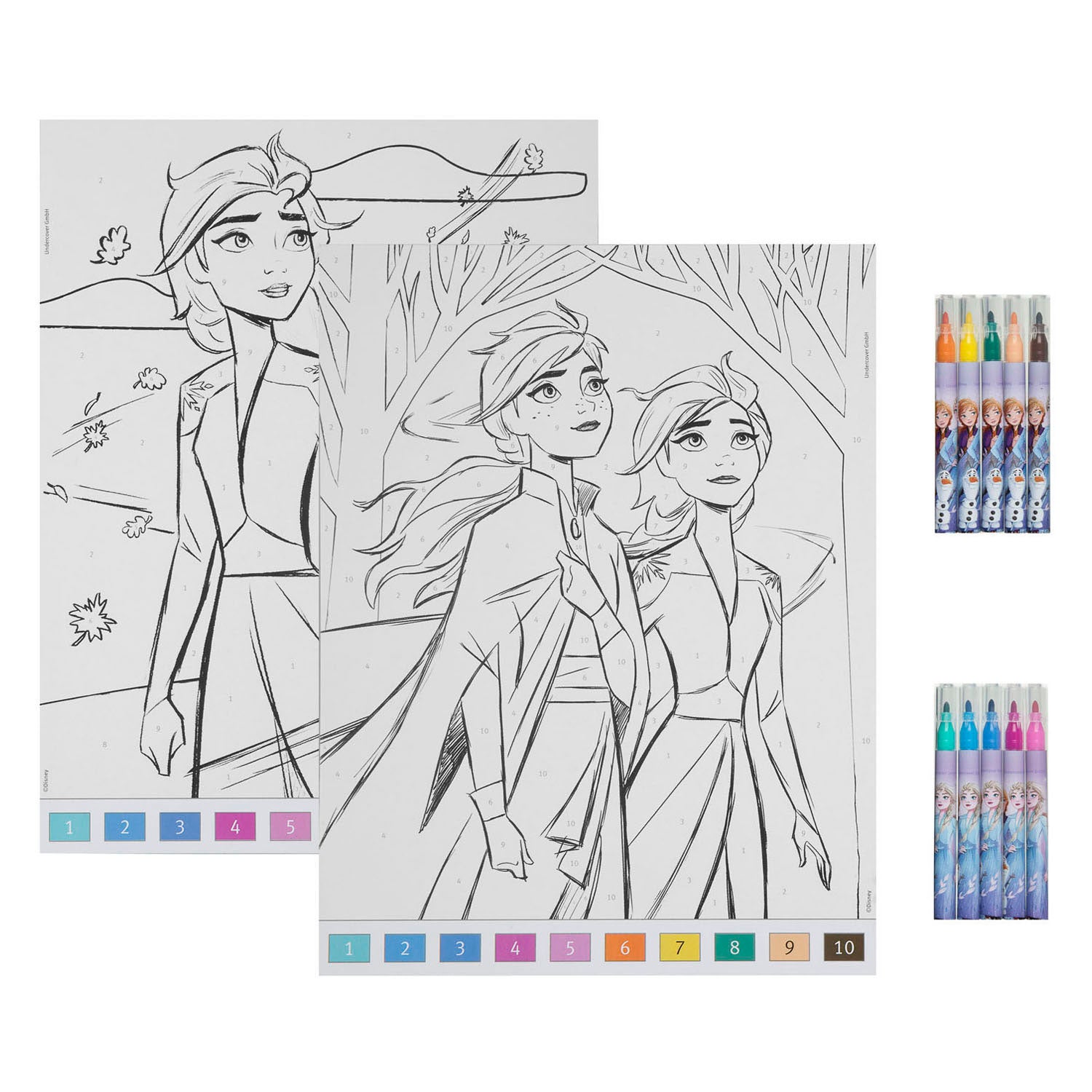 Undercover kleuren op nummer set frozen
