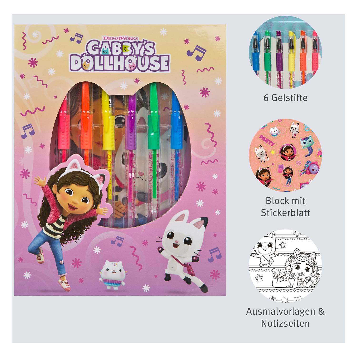 Undercover kleurset met gelpennen gabby's poppenhuis