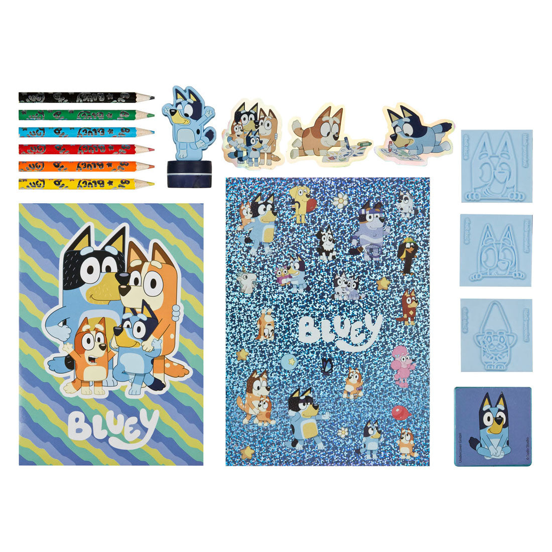 Undercover mega kleur en stempel set bluey - 15dlg.