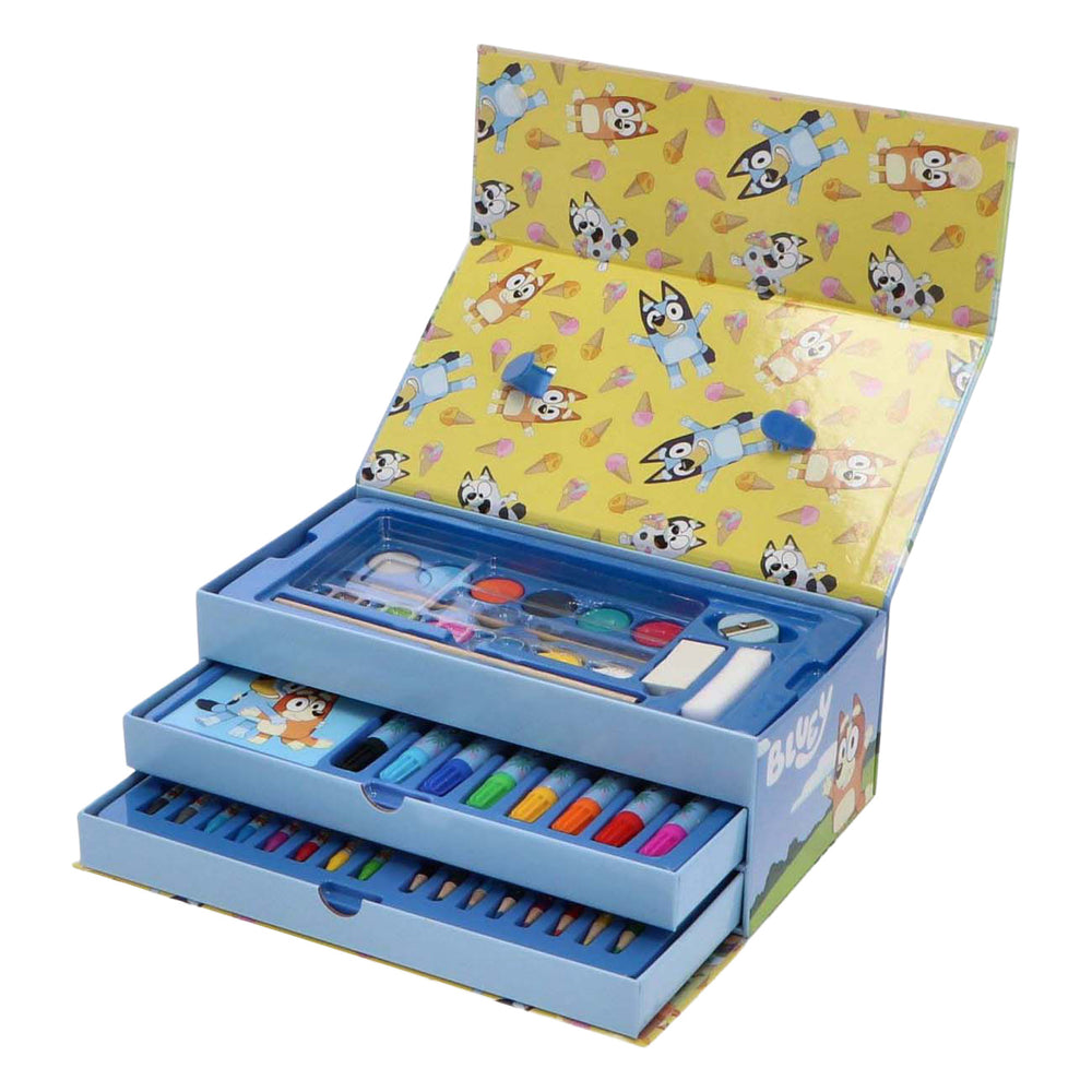 Speelgoedland bluey kleurkoffer set - 52dlg.